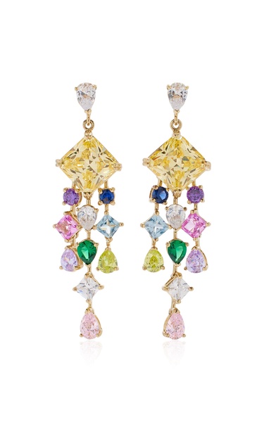 Rainbow Asscher 18K Gold, Rhodium Vermeil Multi-Gem Earrings