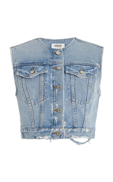 Leo Cropped Denim Vest