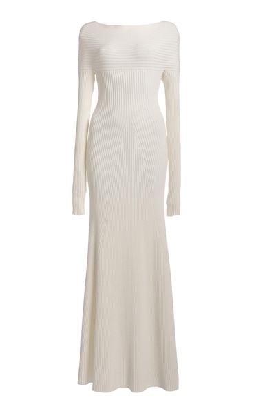 Off-the-Shoulder Knit Maxi Dress
