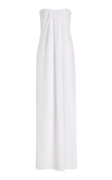 Draped Crepe Strapless Gown