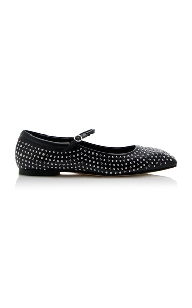 Uma Studded Leather Mary Jane Flats