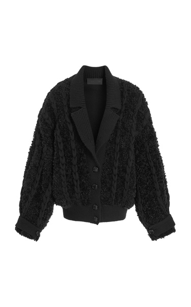 Textured Knit Mohair-Blend Cardigan