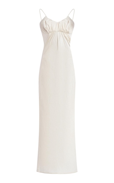 Gathered Cupro-Blend Midi Dress