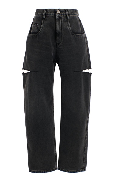 Cutout Rigid High-Rise Wide-Leg Jeans