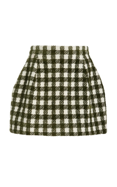 Checkered Chenille-Tweed Mini Skirt