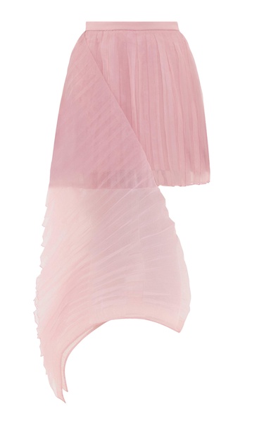 Ime Asymmetric Pleated Organza Mini Skirt