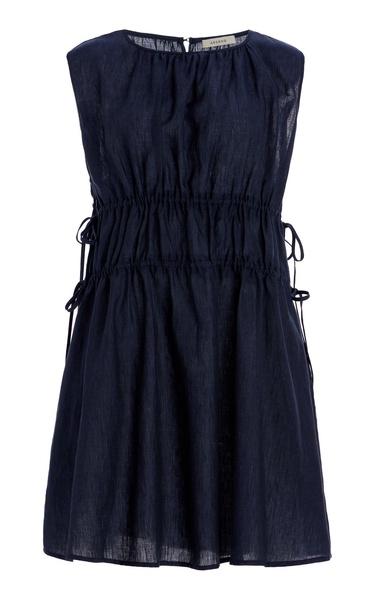 The Como Gathered Linen Mini Dress