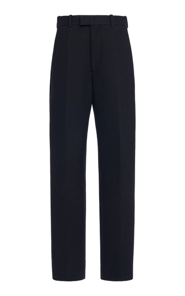 Cotton-Blend Melange Straight-Leg Pants