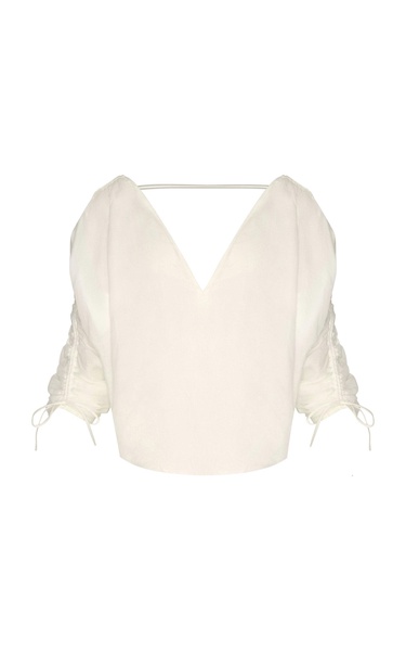 Piropos Drawstring-Detailed Linen Top