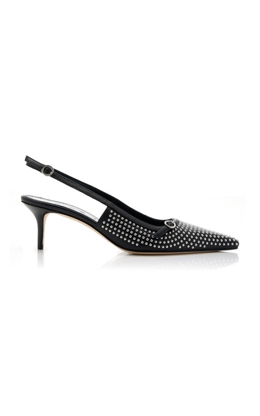 Saba Studded Leather Slingback Pumps 