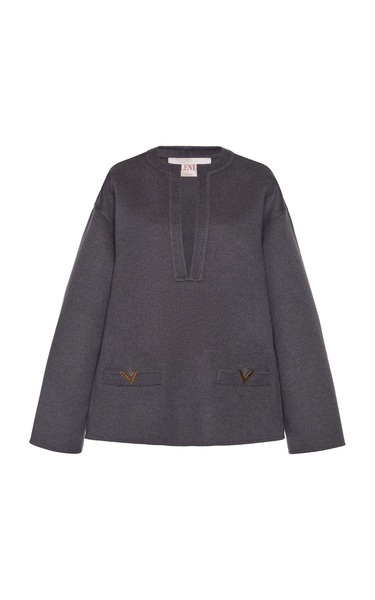 Logo-Embellished Wool-Cashmere Tunic Top
