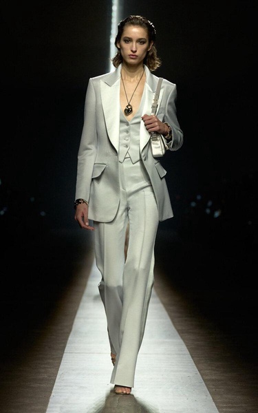 Tailored Silk-Wool Wide-Leg Pants