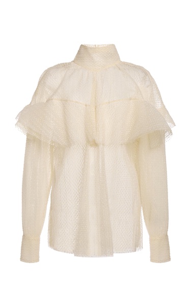 Frill Detailed Tulle Top