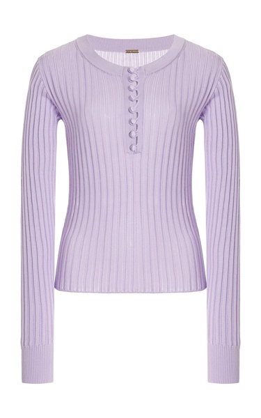 Parker Ribbed-Knit Cashmere-Silk Henley Top