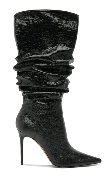 Jahleel Crackled-Vinyl Knee Boots