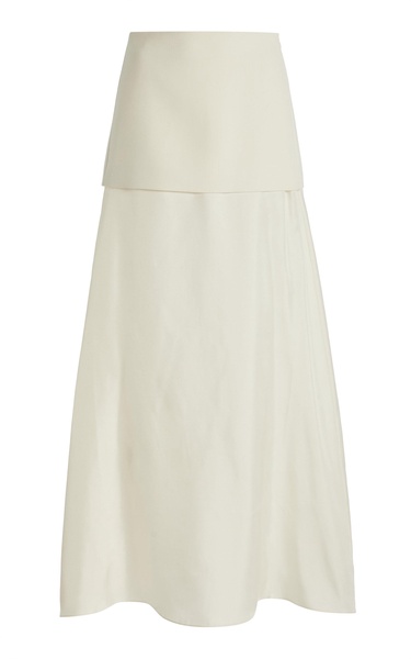 Silk-Detailed Wool-Blend Skirt