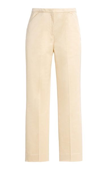 Cropped Cotton-Blend Straight-Leg Pants