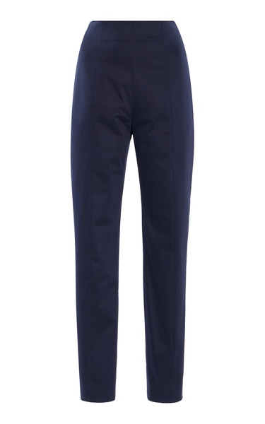 Cropped Stretch-Cotton Straight-Leg Pants