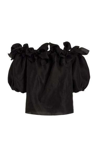 Knotted Silk Gazar Off-The-Shoulder Top