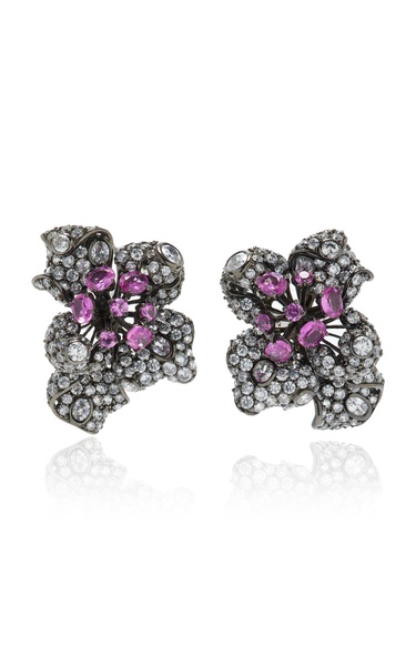 Bloomingdale 18K Blackened Gold, Rhodium Vermeil Sapphire, Diamond Earrings