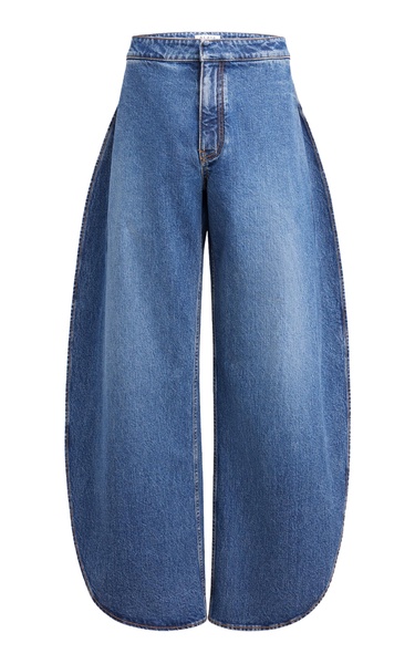 Round Stretch Mid-Rise Wide-Leg Jeans
