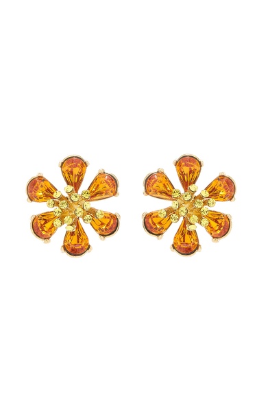 Crystal Flower Button Earrings