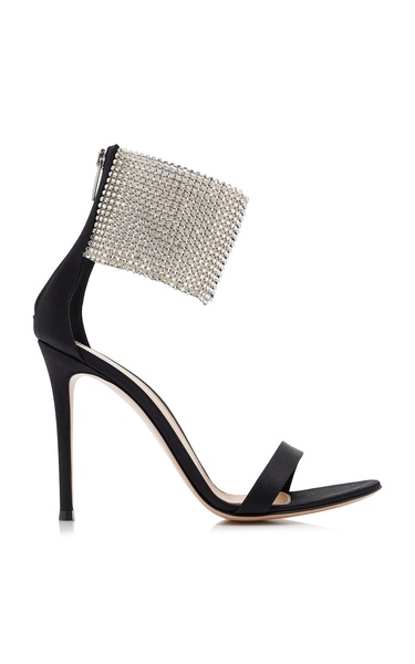 Crystal-Embellished Satin Sandals