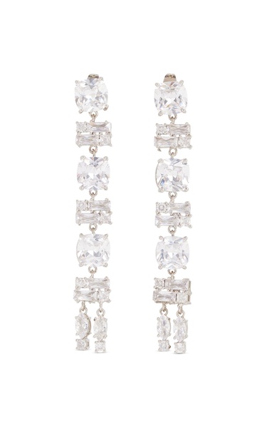 Silver-Tone Crystal Drop Earrings