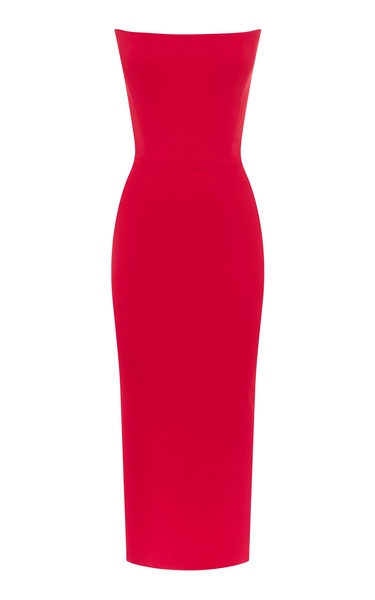 Strapless Stretch-Crepe Midi Dress