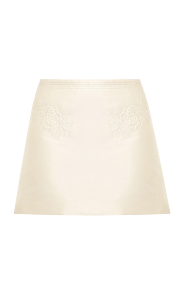Bellamy Embroidered Satin Mini Skirt