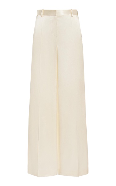 Encore Pleated Silk Wide-Leg Pants
