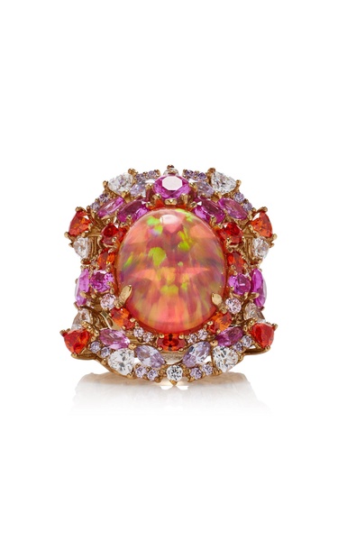 Ocean Set-Of-Three 18K Yellow Gold Vermeil Amethyst, Sapphire, And Diamond Rings