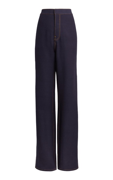 Fluid Wool-Blend Straight-Leg Pants