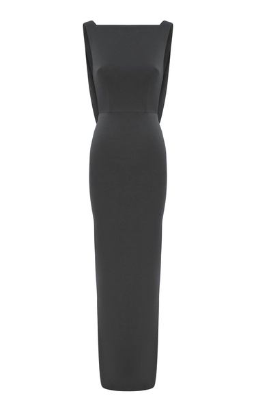 Open-Back Satin-Crepe Gown