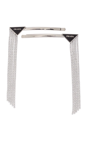 Crystal-Embellished Silver-Tone Barrette