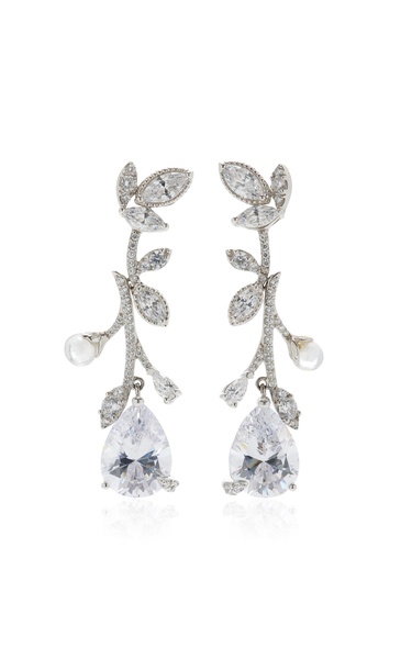 Citrus Vine 18K White Gold, Rhodium Vermeil Diamond Earrings