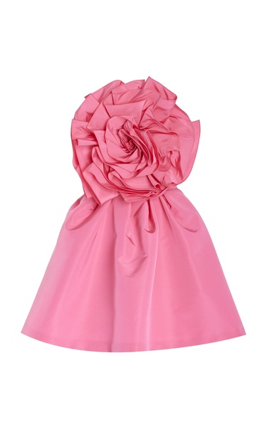Rosette-Detailed Silk Faille Mini Dress