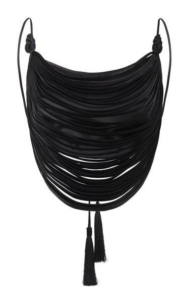Tierra De Oro Fringed Satin Crop Top