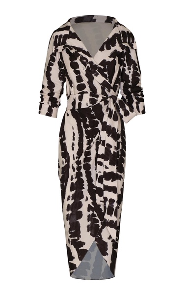 Sagrado Printed Cotton Poplin Midi Wrap Dress