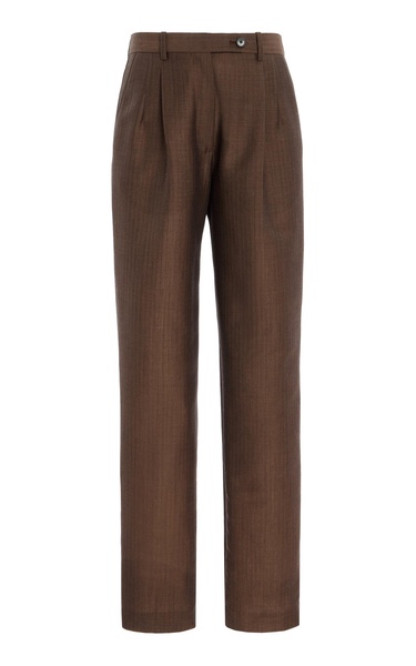 Norbert Mohair-Wool Melange Straight-Leg Pants