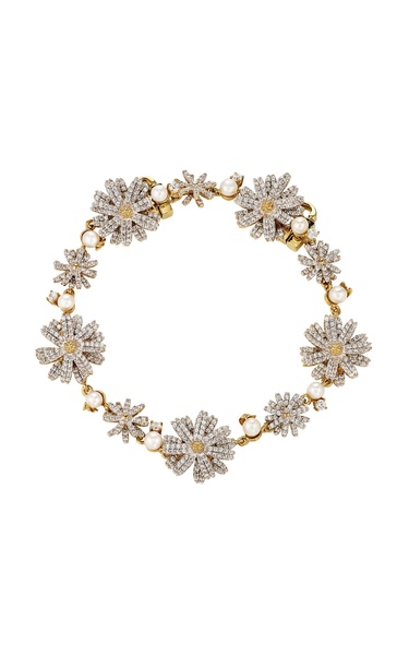 18k Yellow Gold Vermeil Daisy Diamond Bracelet 