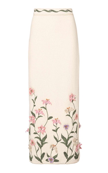 Chlorella Pacifico Embroidered Cotton-Blend Maxi Skirt