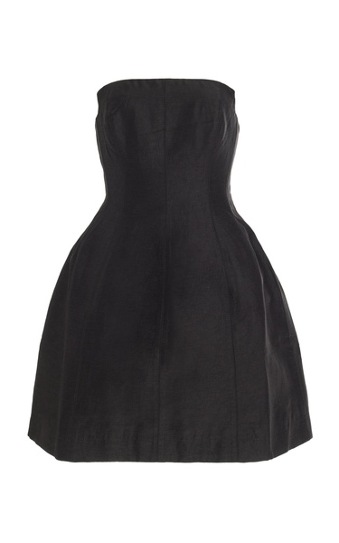 Baret Strapless Linen-Blend Mini Dress