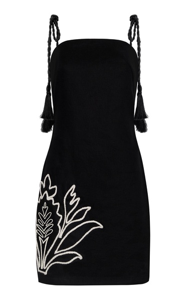 Haath Embroidered Linen Mini Dress