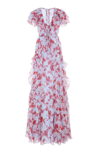 Rufffled Silk Chiffon Gown