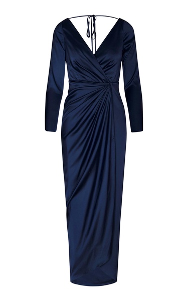 Tumbao Gathered Silk Satin Midi Dress