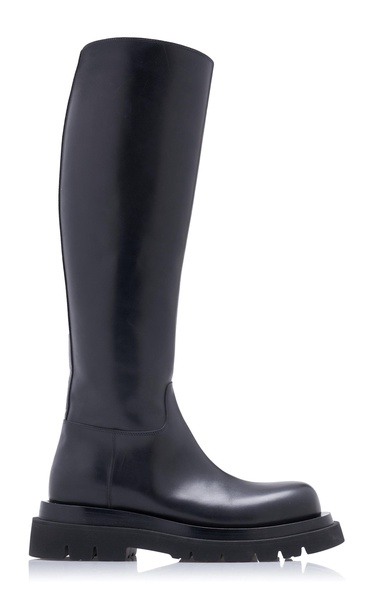 Lug-Sole Leather Knee Boots