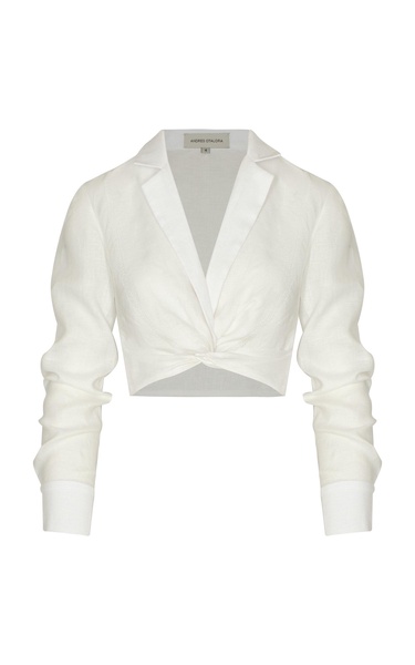 Brisas Twisted Linen Crop Top