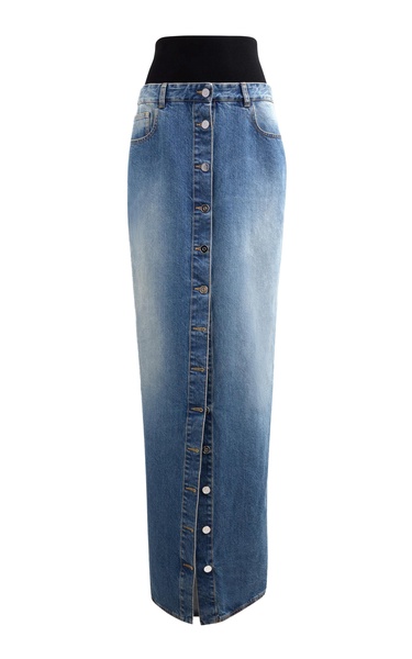 Denim Maxi Column Skirt