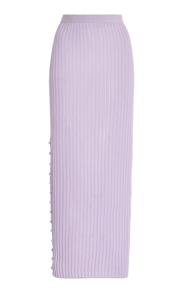 Logan Ribbed Silk-Cashmere Maxi Skirt